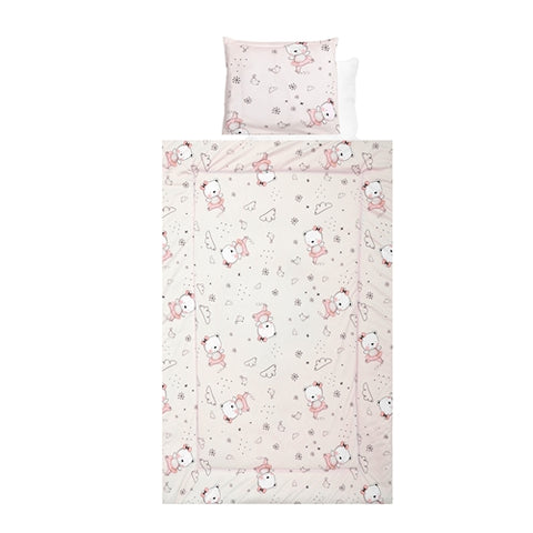 Set lenjerie pat 4 piese, bumbac ranforce, Pink Ballerina Bear