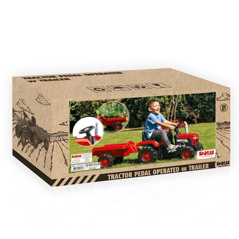 Dolu - Primul Meu Tractor cu Pedale si Remorca Dolu Rosu