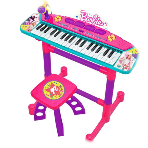 Keyboard Electronic Reig Musicales cu Microfon si Scaunel Barbie