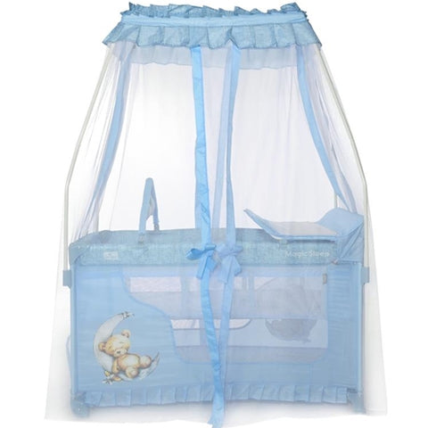 Lorelli - Patut Pliabil cu Accesorii si Baldachin, Magic Sleep Blue Moon