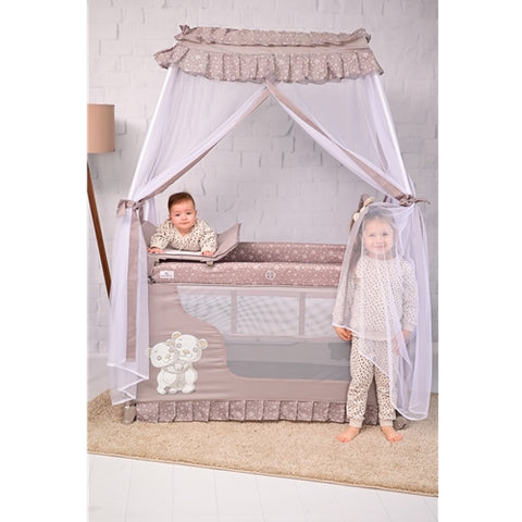 Lorelli -Patut Pliabil cu Accesorii si Baldachin, Magic Sleep Cool Grey Hippo