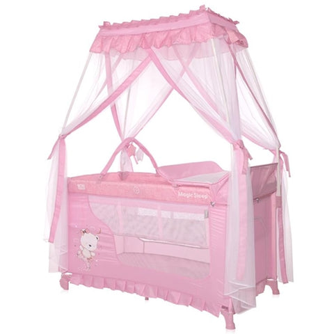 Patut pliabil stil baldachin Magic Sleep, cu accesorii, Mellow Rose Ballerina Bear