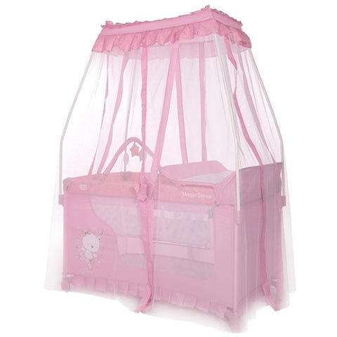 Patut pliabil stil baldachin Magic Sleep, cu accesorii, Mellow Rose Ballerina Bear