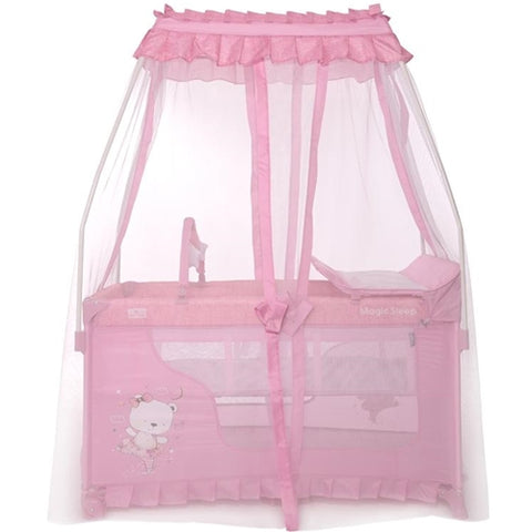 Patut pliabil stil baldachin Magic Sleep, cu accesorii, Mellow Rose Ballerina Bear