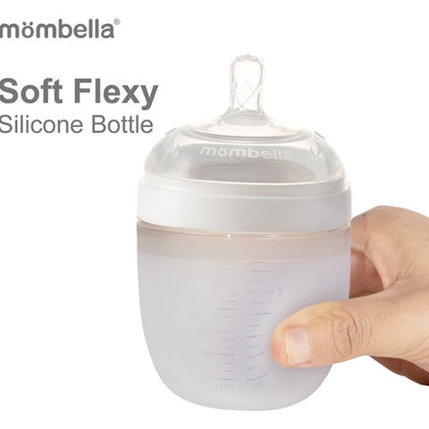 Mombella - Biberon Anticolici Mombella Breast-Like cu Tetina S Flux Lent, 100% Silicon, 120 ml Ivory