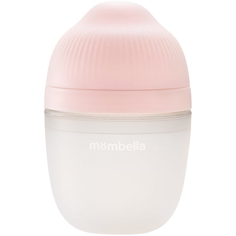 Mombella - Biberon Anticolici Mombella Breast-Like cu Tetina M flux mediu, 100% Silicon, 210 ml Old Roze