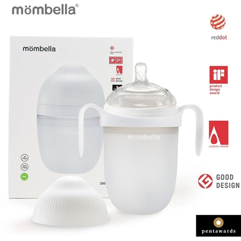 Mombella - Biberon Anticolici Mombella Breast-Like cu Tetina 360° XL Flux Consistent, 100% Silicon, 300 ml Ivory