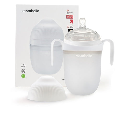 Mombella - Biberon Anticolici Mombella Breast-Like cu Tetina 360° XL Flux Consistent, 100% Silicon, 300 ml Ivory