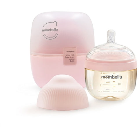 Mombella - Biberon Anticolici Mombella Breast-Like, cu Tetina S flux lent, PPSU, 120 ml Old Roze