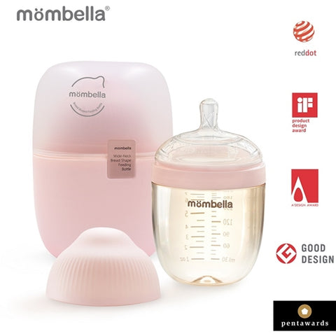 Mombella - Biberon Anticolici Mombella Breast-Like cu Tetina M flux mediu,PPSU, 210 ml Old Roze