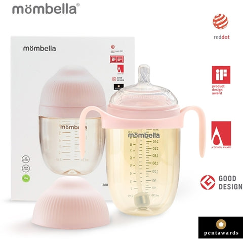 Mombella - Biberon Anticolici Mombella Breast-Like cu Tetina 360° XL Flux Consistent, PPSU, 300 ml Old Roze