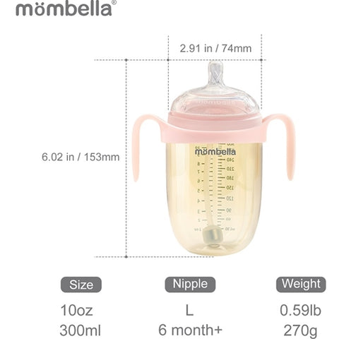 Mombella - Biberon Anticolici Mombella Breast-Like cu Tetina 360° XL Flux Consistent, PPSU, 300 ml Old Roze