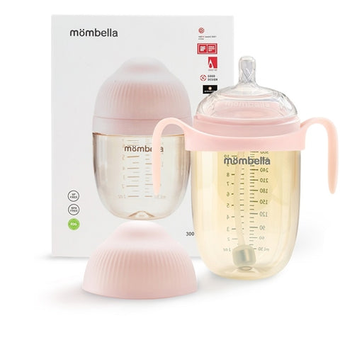 Mombella - Biberon Anticolici Mombella Breast-Like cu Tetina 360° XL Flux Consistent, PPSU, 300 ml Old Roze