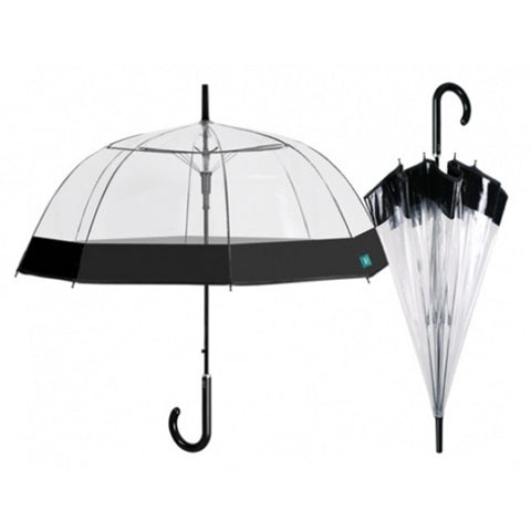 Umbrela dama automata forma cupola cu margine neagra