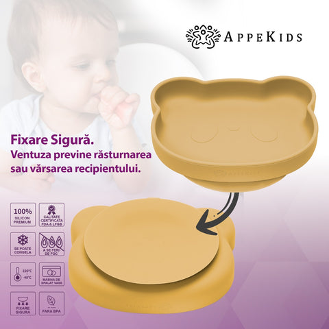 Set Diversificare, AppeKids, 100% Silicon, Panda - Honey