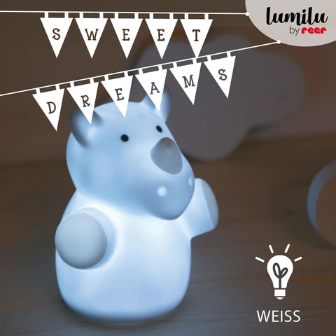 Lampa de veghe cu LED, forma rinocer, albastra, Lumilu Mini Zoo Rhino, Reer 52343