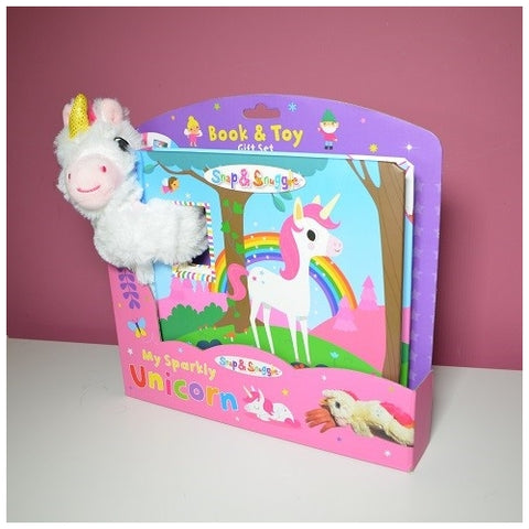 Buddy&Barney - Jucarie de Plus Unicornul Meu Stralucitor si Carticica in Limba Engleza