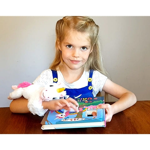 Buddy&Barney - Jucarie de Plus Unicornul Meu Stralucitor si Carticica in Limba Engleza