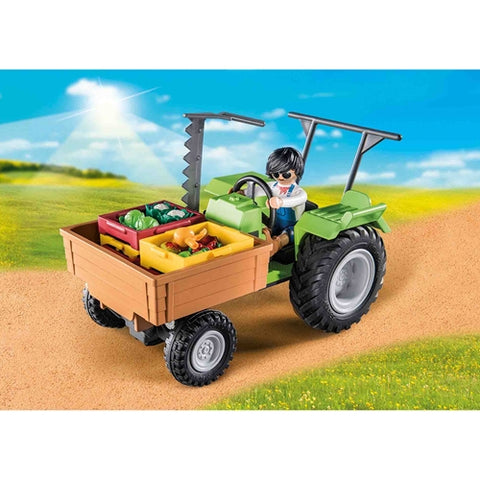 Playmobil  - Set de Constructie Playmobil Tractor Cu Remorca Si Muncitor