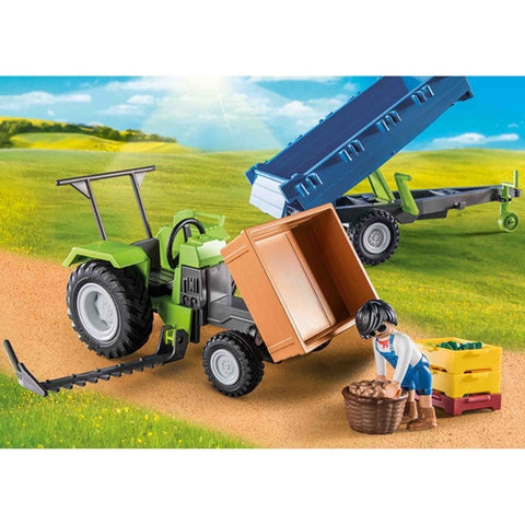 Playmobil  - Set de Constructie Playmobil Tractor Cu Remorca Si Muncitor