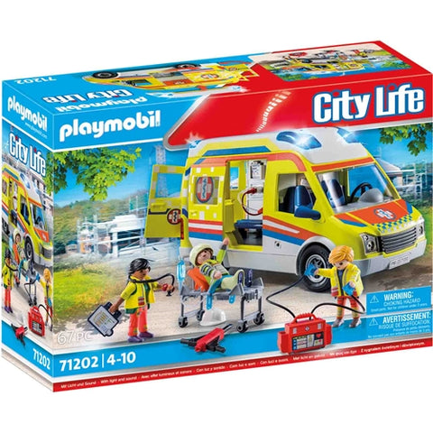 Playmobil  - Set de Constructie Playmobil Ambulanta Galbena cu Lumini si Sunete
