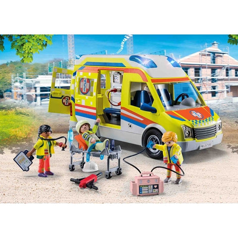 Playmobil  - Set de Constructie Playmobil Ambulanta Galbena cu Lumini si Sunete