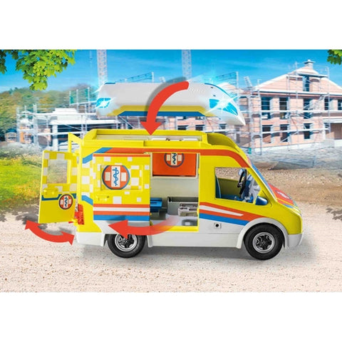 Playmobil  - Set de Constructie Playmobil Ambulanta Galbena cu Lumini si Sunete