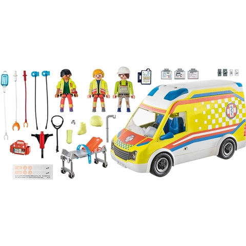 Playmobil  - Set de Constructie Playmobil Ambulanta Galbena cu Lumini si Sunete