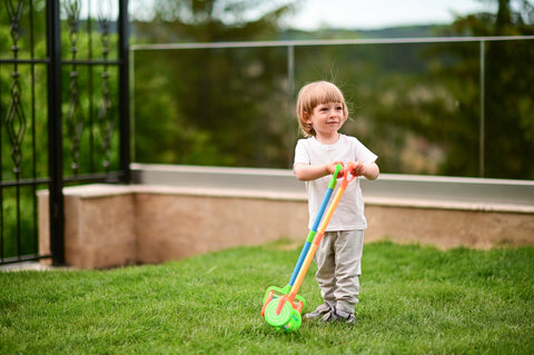 Jucarie de impins, cu tija, 60 cm, Ball , Blue