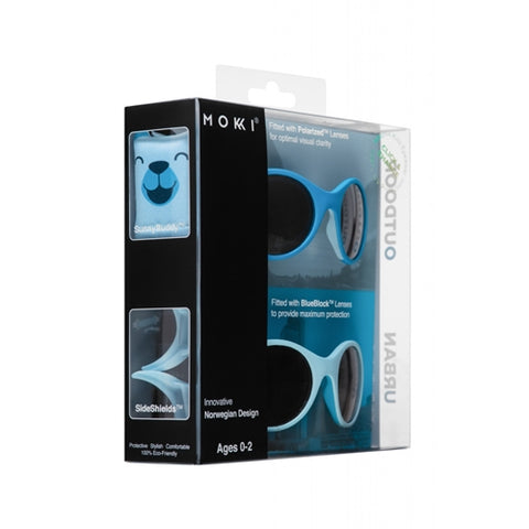 Ochelari de soare Mokki Click & Change pentru copii, protectie UV, bleu, 0-2 ani, set 2 perechi