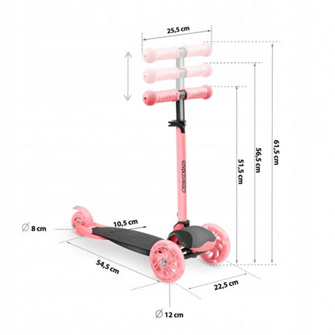 Trotineta cu roti cu LED Loco 765108 - Roz cu negru