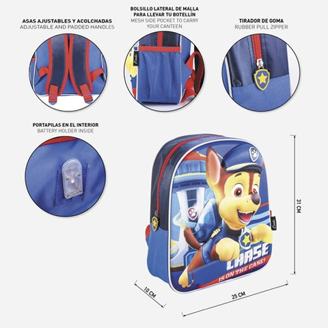 Cerda - Rucsac cu Luminite pentru Gradinita Paw Patrol 3D, 25x31x10 cm