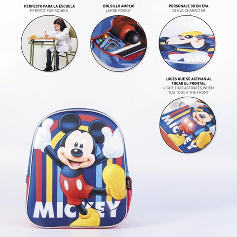 Cerda-Rucsac Mickey Mouse 3D cu luminite, 25x31x10 cm