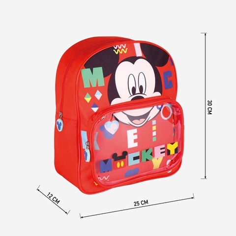 Cerda - Rucsac Mickey Mouse cu Buzunar Transparent, 25x30x12 cm