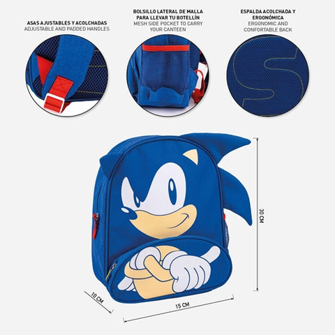 Cerda - Rucsac pentru Gradinita Sonic cu Buzunar Frontal, 15x30x10 cm