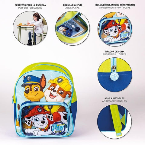 Cerda- Rucsac Paw Patrol cu buzunar transparent, 25x30x12 cm