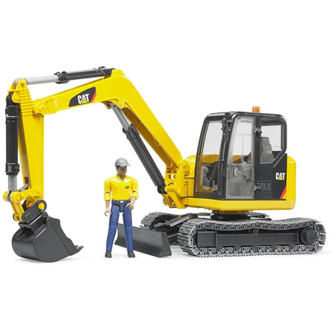 Bruder  - Jucarie Mini Excavator Cat Bruder cu Muncitor