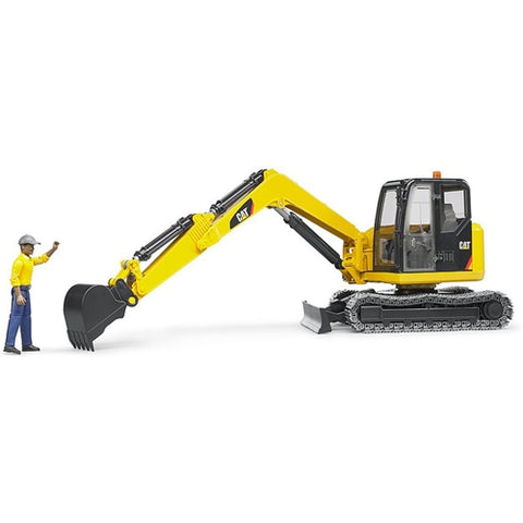 Bruder  - Jucarie Mini Excavator Cat Bruder cu Muncitor