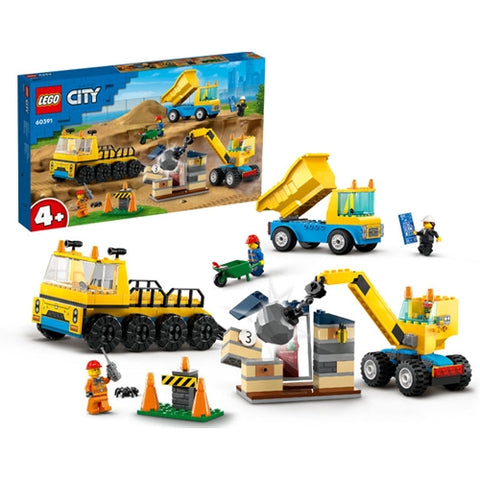 LEGO  - LEGO City Camioane de Constructie si Macara cu Bila pentru Demolari 60391