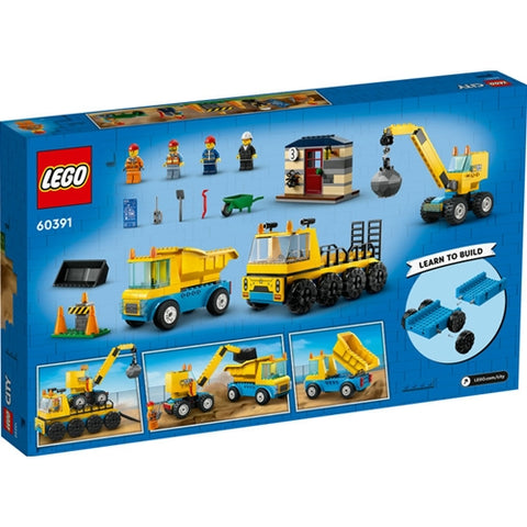 LEGO  - LEGO City Camioane de Constructie si Macara cu Bila pentru Demolari 60391