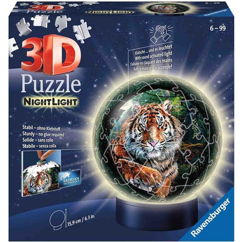 Ravensburger - Puzzle 3D Luminos Tigru, 72 Piese