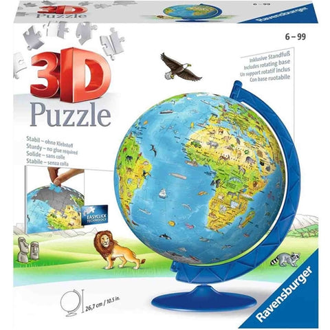 Ravensburger - Puzzle 3D Copii - Globul Lumii, 180 Piese