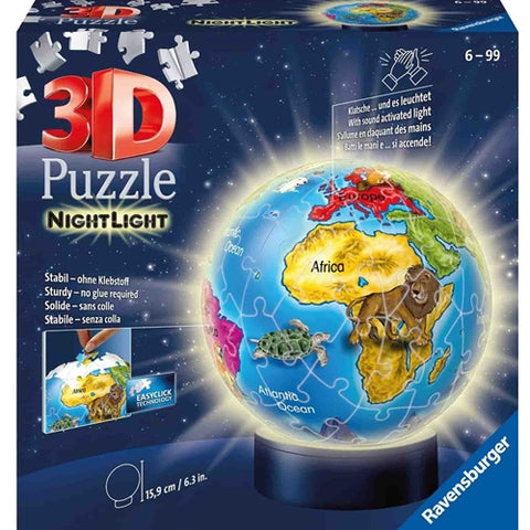 Ravensburger - Puzzle 3D Luminos Glob Pamantesc, 72 Piese
