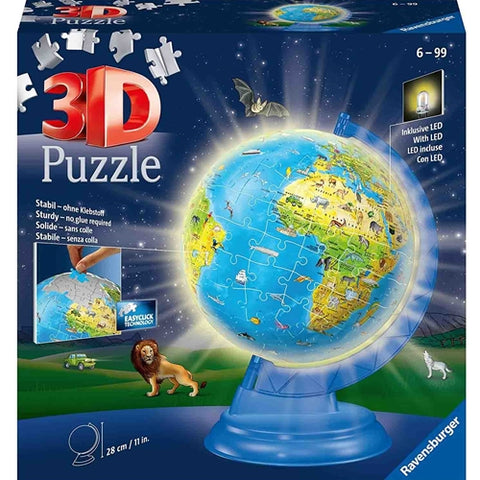 Ravensburger - Puzzle 3D Luminos Glob Pamantesc, 180 Piese