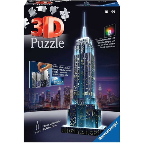 Ravensburger - Puzzle 3D Empire State Building - Lumineaza Noaptea, 216 Piese