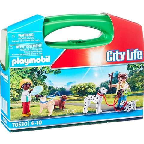 Playmobil  - Set de Constructie Playmobil Portabil Copii Cu Catelusi