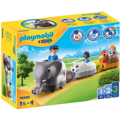 Playmobil  - Set de Constructie Playmobil 1.2.3 Tren Cu Animalute