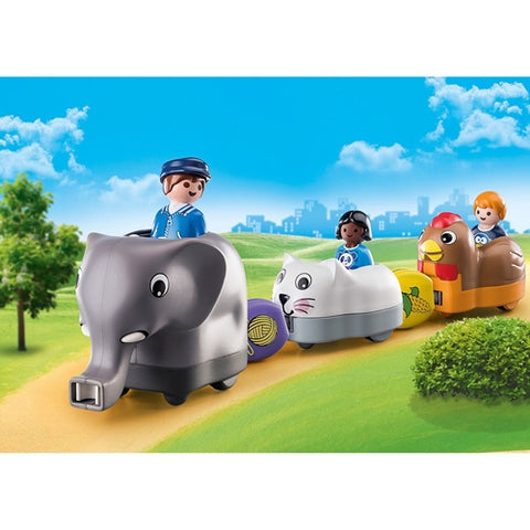 Playmobil  - Set de Constructie Playmobil 1.2.3 Tren Cu Animalute