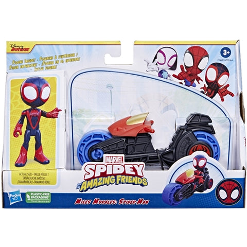 Hasbro  - Set Hasbro Motocicleta si Figurina Miles Morales Spider Man Spidey Prietenii Extraordinari 10 cm