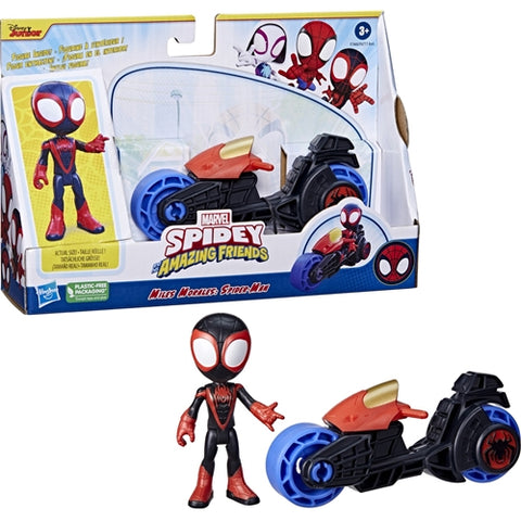 Hasbro  - Set Hasbro Motocicleta si Figurina Miles Morales Spider Man Spidey Prietenii Extraordinari 10 cm